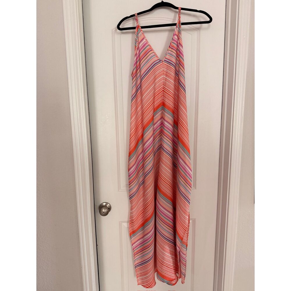 Van Winkle & Co XL Striped Maxi Dress Colorful Sleeveless Flowy Boho Laggen Look